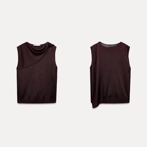 Zara Dark Burgundy Sleeveless Blouse